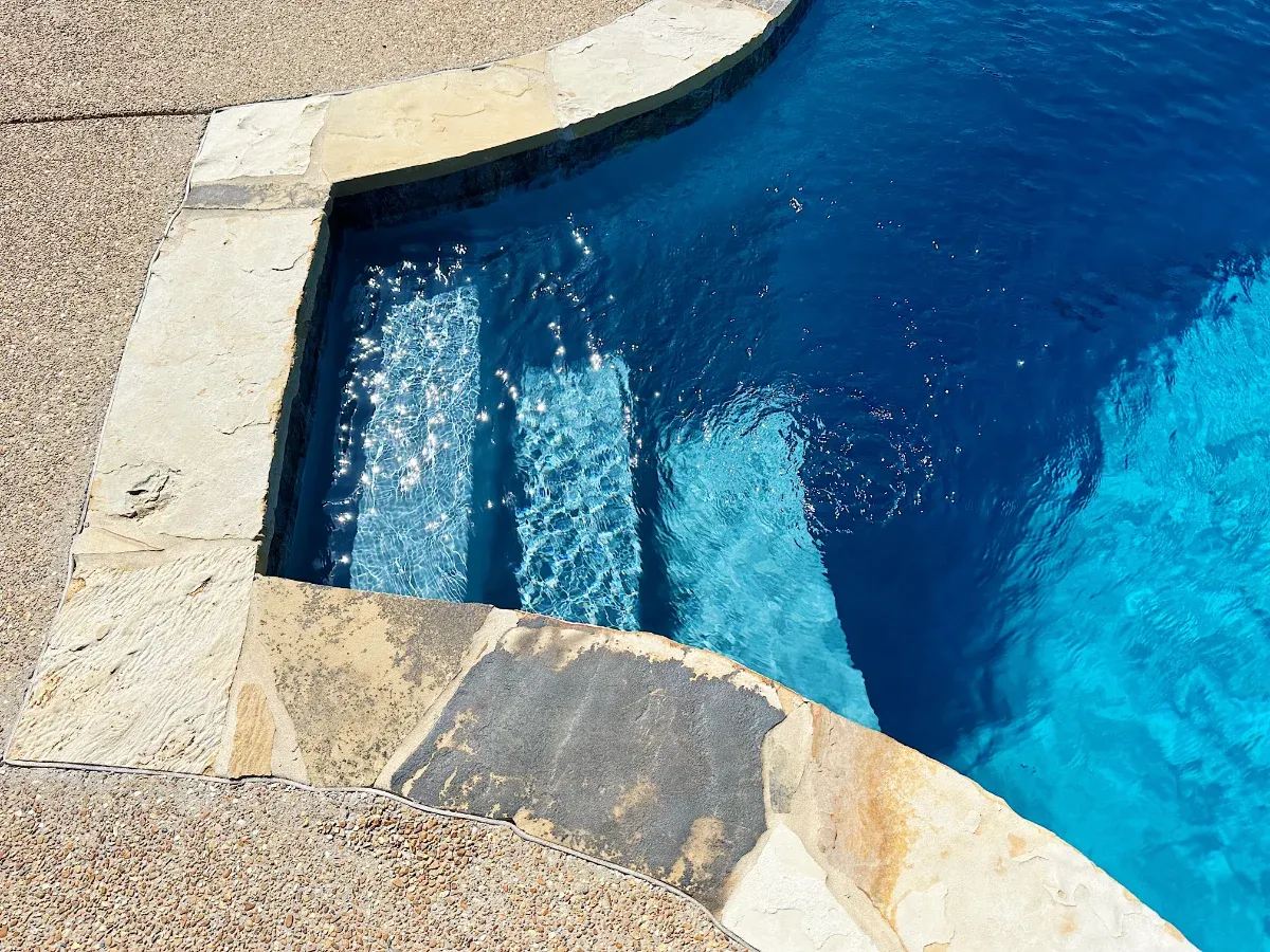 Custom swimming pool entry.