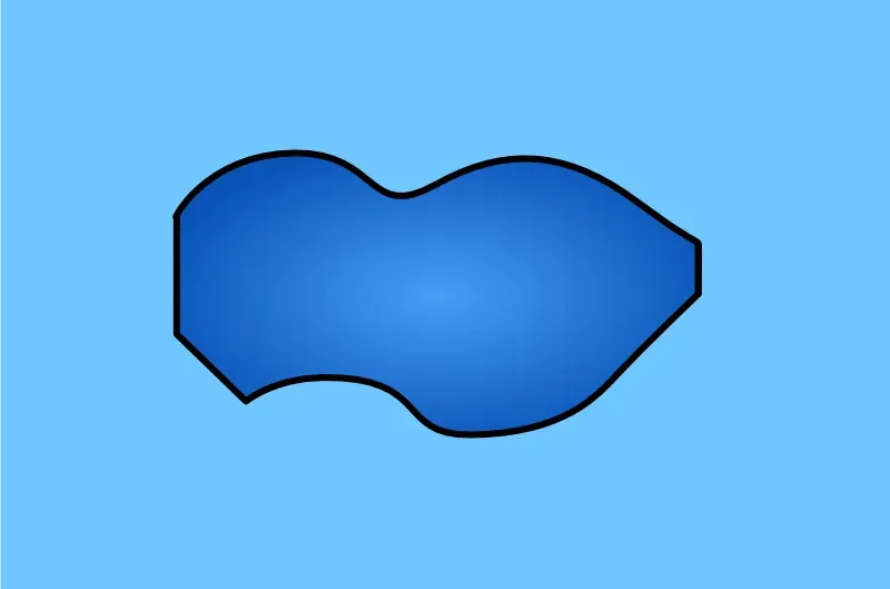 Mountain lake shape for swimming pool.